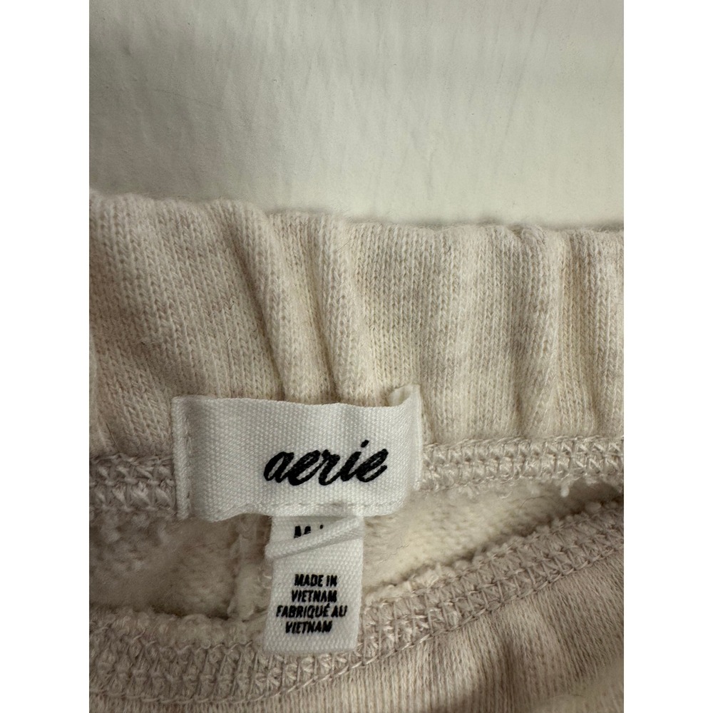 Aerie Women M Oatmeal Heather Fleece Skater Mini Skirt Elastic Waist Raw Hem - Picture 4 of 8